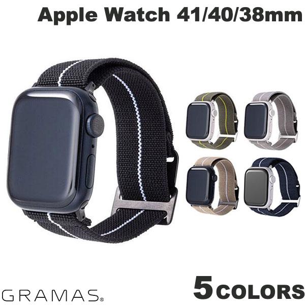 ネコポス送料無料 【在庫処分特価】 GRAMAS Apple Watch 41 / 40 / 38mm MARINE NATIONALE STRAP グラマス (アップルウォッチ ベルト バンド) 弾性ナイロン スポーツ アウトドア サビに強い レディース 幅22mm