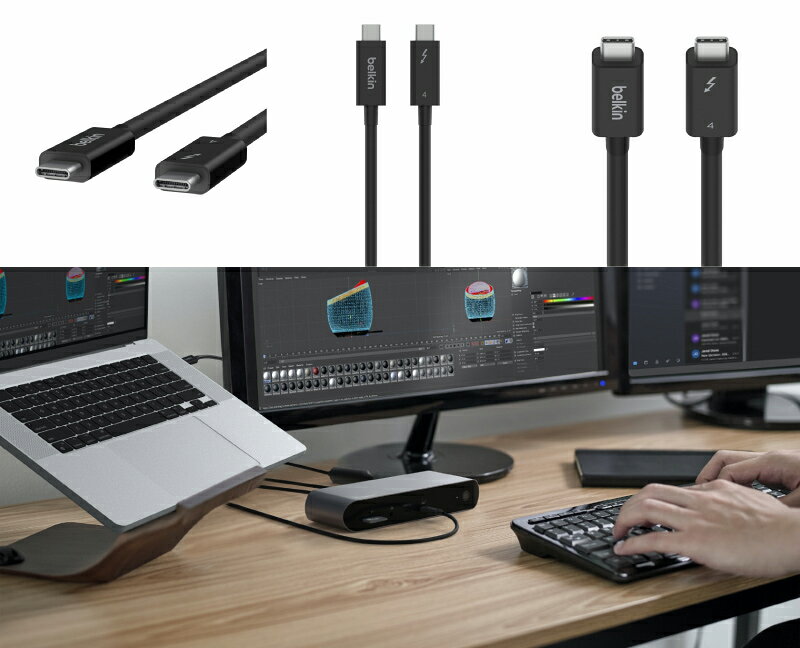 BELKIN CONNECT Thunderbolt 4 ケーブル 2.0m Active # INZ002bt2MBK ベルキン (サンダーボルト4ケーブル)の商品画像 2