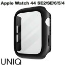 UNIQ Apple Watch 44mm SE 第2世代 / SE / 6 / 5 / 4 NAUTIC IP68 防水防塵 PC 9H強化ガラスケース MIDNIGHT BLACK UNIQ-44MM-NAUBLK ユニーク (アップルウォッチケース カバー) メンズ