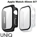  UNIQ Apple Watch 45mm Series 9 / 8 / 7 LEGION PC + 9H強化ガラス スリムケース ユニーク (アップルウォッチケース カバー) メンズ