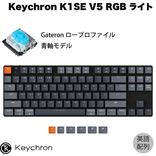 Keychron K1 SE ワイヤレス・メカニカルキーボード■ ウルトラスリム・ワイヤレス・メカニカルキーボードK1 SEは、薄型Gateronスイッチを搭載し、Keychronの特徴的な機能はもちろん、超薄型ボティと共に心地よいタイピングエクスペリエンスを提供します。■ ウルトラスリムK1 SEはキーボード上での指の動きを最適化し、従来のスイッチより40%スリムなロープロファイルスイッチを採用しすることで、心地よいタイピングエクスペリエンスを提供します。■ 有線でも無線でもBluetooth 5.1を搭載したK1 SEは、スマートフォン、ノートパソコン、iPadと接続しながら、自宅でもオフィスでも完璧な接続性を提供します。さらに、最適な接続性と互換性のためにタイプCケーブルでの有線接続もご用意しています。■ 人間工学に基づくデザイン2段階の調節が可能なゴム足により、K1 SEはより快適にタイピングすることができます。■ すべてのデバイスに対応K1 SEはBluetoothで最大3台のデバイスと接続でき、Mac、Android、Windowsデバイスとの互換性があります。OSの切り替えは、本体のスライダースイッチで簡単に行えます。■ Gateron ロープロファイルスイッチK1 SEはスリムなボディですが、Gateronのロープロファイルの赤軸、青軸、茶軸のスイッチを使用しています。従来のスイッチよりも48％ロープロファイルかつ、18mmの薄型ボディであっても入力時の素晴らしいフィーリングを実現しました。K1SEは、生産性を向上させながら、デスクトップに置いた時の美観を損なわないように設計されています。クラシックなクリック感、あるいはより迅速な応答速度はオフィスまたはゲーミングの環境においても、Gateronロープロファイルスイッチは最善の選択と言えるでしょう。■ スリムだけど高い耐久性航空機グレードの強化アルミフレームを柱にすることで、K1 SEの耐久性とエレガントなスリムさを両立させました。プラスチック製のボトムフレームにSGCC亜鉛メッキ鋼板を追加し、K1 SEの本体構造を強化しながらも、K1 SEの安定したワイヤレス伝送能力も維持します。■ MXスタイル軸K1 SEのロープロファイルスイッチにはMXスタイルの軸を、サイズの大きいキー(スペースキー、左シフトキー、バックスペース、エンターキーなど)にはスタビライザーを開発し、信頼性をより高めることに成功しました。[仕様情報]トータル・キー数 : テンキーレス : 87キー(US)マルチメディアキー : 12キーメインボディ素材 : 航空機グレードアルミニウムとABSのフレームキーキャップ素材 : ABSバックライト : 18タイプ・調整可能な4レベルのRGB対応システム : Windows/Android/Mac/iOSバッテリー : 2000mAh充電可能なリチウムポリマーBluetooth作動時間RGB : 最大110時間(LED OFF時)、最大38時間(LED ON時)接続 : Bluetooth及びUSB TYPE-CBluetoothバージョン : 5.1サイズ355 x 120mm、高さ17mm(キーキャップフロント)/22mm(キーキャップリア)重量約550g内容物K1 SEキーボードx1、USB-A to USB Type-Cケーブルx1、キーキャッププラーx1、ユーザーマニュアルx1[保証期間]1年間[メーカー]キークロン Keychron (Keychron)型番JANK1SE-B2-US4895248804000[対応S] bluetooth ブルートゥース ブルーツース ワイヤレス コードレス 無線[対応] mac / win 両対応[性能] Bluetooth[性能] ゲーム向け[性能] ワイヤレス[性能] 光る[性能] 有線[性能] 青軸[放電容量] 2000mAh[材質] アルミニウム[色] グレー[規格] USB Type-C[規格] US配列[シリーズ]s_5139932031Keychron K1 SE V5 Mac英語配列 有線 / Bluetooth 5.1 ワイヤレス 両対応 テンキーレス ロープロファイル Gateron 青軸 87キー RGBライト メカニカルキーボード # K1SE-B2-US キークロン