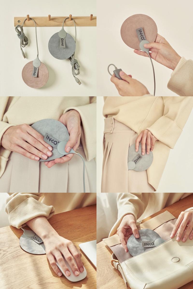 Apple専門店 キットカットの［寒さ対策フェア］インクで温める INKO USB Hand Warmer Suede USB ポケットヒーター インコ (USB接続雑貨) ECOカイロ ハンドウォーマー スエード 軽量 薄型 薄さ1.5mm 重さ45g 最高47℃ IK07113 IK07114｜アングル3