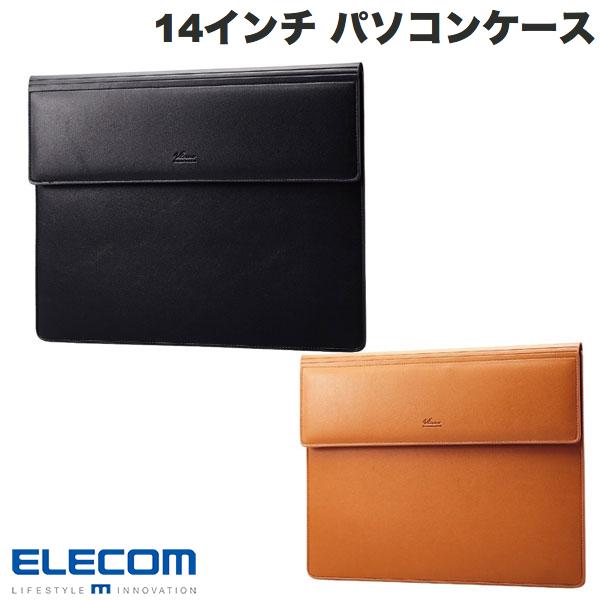 ELECOM エレコム 14インチ パソコンケース 薄型フラップ スリーブ型 ソフトレザー リストレスト一体型 ..