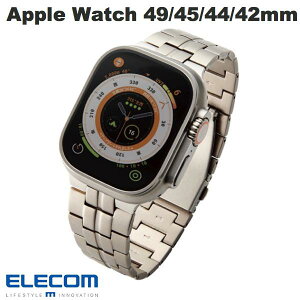 ELECOM エレコム Apple Watch 49 / 45 / 44 / 42mm バンド チタン シルバー # AW-49BDTITSV エレコム (アップルウォッチ ベルト バンド) ステンレス メンズ
