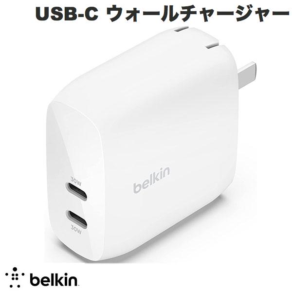 【あす楽】 BELKIN BoostCharge PPS 60W USB Type-C ウォールチャージャー 30W + 30W 2ポート PD急速充電対応 # WCB010DQWHJP ベルキン..