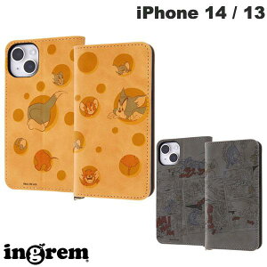 ingrem iPhone 14 / 13 トムとジェリー 耐衝撃 手帳型レザーケース Raffine イングレム (スマホケース・カバー) タフィー コミック