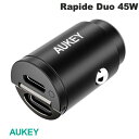 AUKEY カーチャージャー Rapide Duo QC / PD対応 最大45W USB Type-C 2ポート ブラック # CC-A4S-BK オーキー (カーチャージャー シガーソケット 車載充電器) iPhone