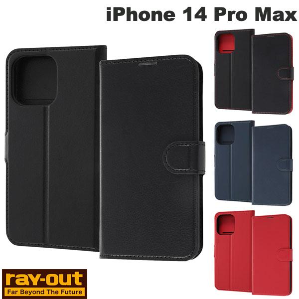 Ray Out iPhone 14 Pro Max 耐衝撃 手帳型レザーケース シンプル マグネット レイアウト (スマホケース・カバー)