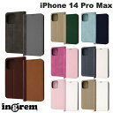  ingrem iPhone 14 Pro Max 耐衝撃 手帳型レザーケース Noble イングレム (スマホケース・カバー)