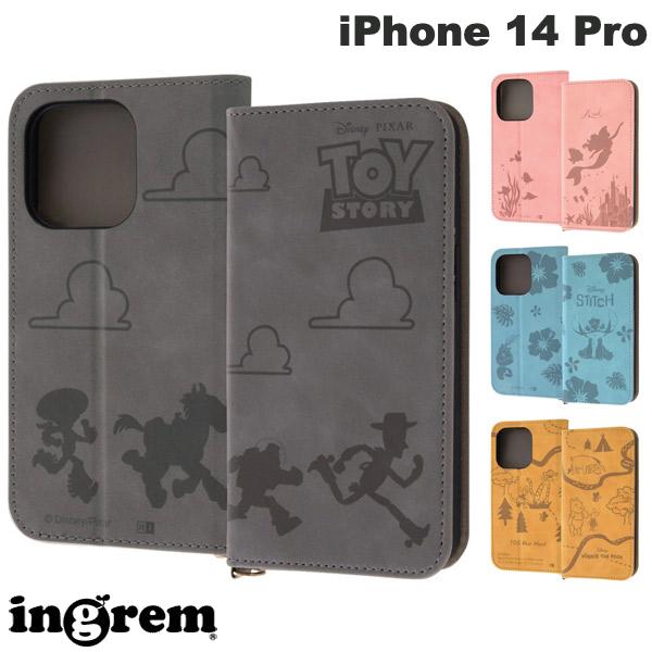 ingrem iPhone 14 Pro 디즈니 캐릭터 내충격 수첩형 가죽 케이스 Raffine 모노톤 잉글렘 (스마트폰 케이스·커버) 토이 스토리 푸 스티치 아리엘