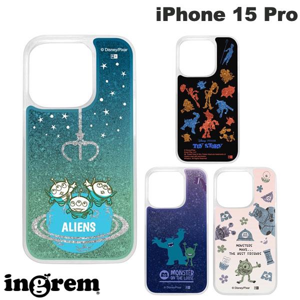 ingrem iPhone 15 Pro ディズニー ピクサー ラメ グリッターケース イングレム (スマホケース カバー) エイリアン モンスターズインク トイ ストーリー