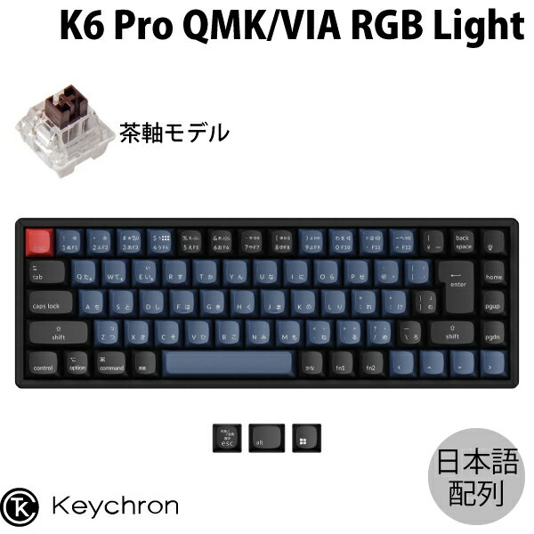 Keychron K6 Pro QMK/VIA Mac日本語配列 有線 / Bluetooth 5.1 ワイヤレス 両対応 テンキーレス ホットスワップ Keychron K Pro 茶軸 71キー RGBライト メカニカルキーボード キークロン