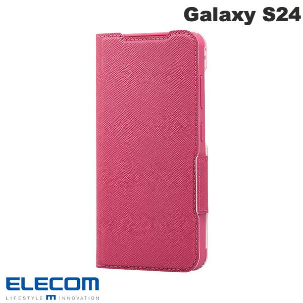 Rakuten - ［2024］ELECOM エレコム Galaxy S24 レザーケース 手帳型 UltraSlim Flowers 薄型 磁石付き ディープピンク # PM-G241PLFUJPND エレコム (アンドロイドスマホケース・カバー)