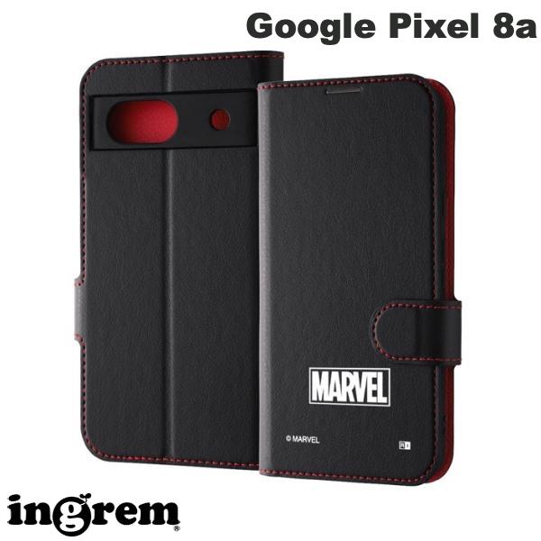 ingrem Google Pixel 8a 手帳型レザーケース シンプル マグネット マーベル マーベルロゴ_3 # IJ-DMGP8AELC1BR/MV5 イングレム (アンドロイドスマホケース・カバー)