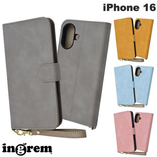 樂天商城 - ［2024］ ingrem iPhone 16 Raffine 耐衝撃 マグネットベルト ハンドストラップ付き さらさら ムラ染め 手帳型レザーケース イングレム (スマホケース・カバー)