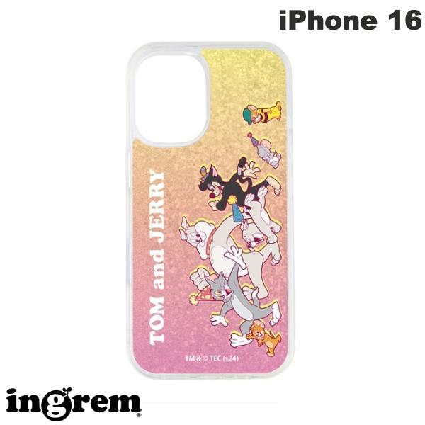 [2024] ingrem iPhone 16 Tom and Jerry Shock Absorption Bumper Case with Moving Glitter and Sparkle - Tom and Jerry Collection # IJ-WP46LG1S/TJ45 ingrem (Smartphone Case/Cover)
