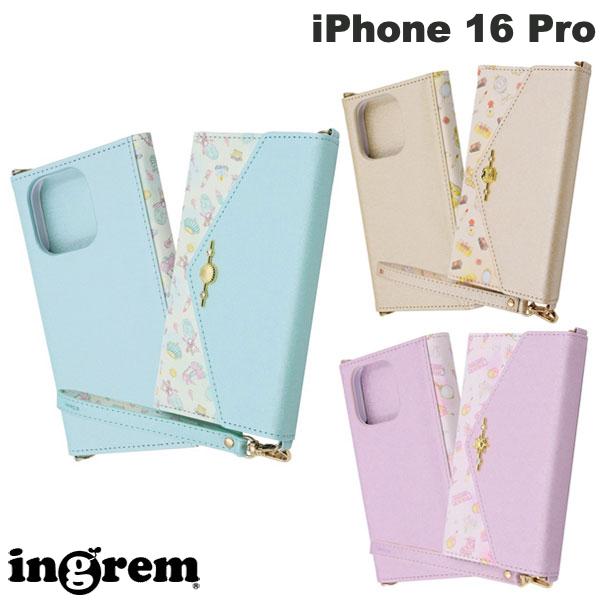[2024] ingrem iPhone 16 Pro Disney Collet Hand Strap Mirror Tri-fold Leather Case (Smartphone Case/Cover) Ariel Belle Rapunzel Character Cute