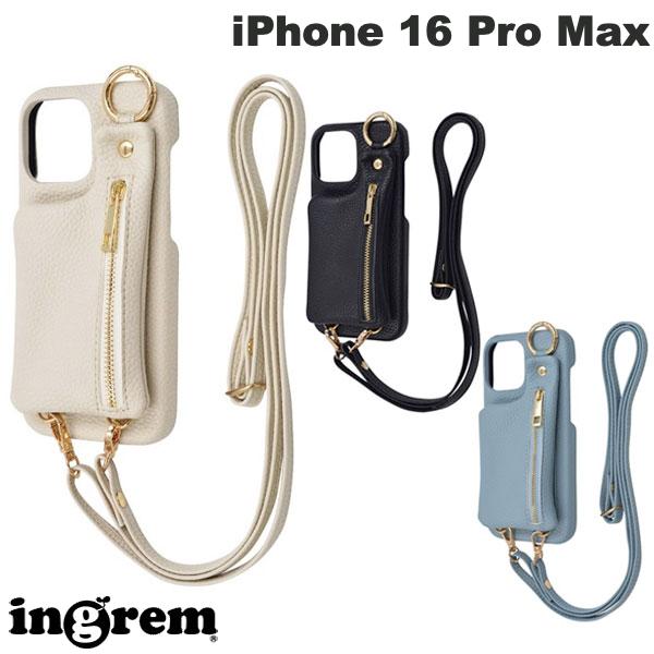 [2024] ingrem iPhone 16 Pro Max m1n1 Mini Shoulder Neck Strap with Pouch Open Leather Case (Smartphone Case/Cover) Shoulder Strap