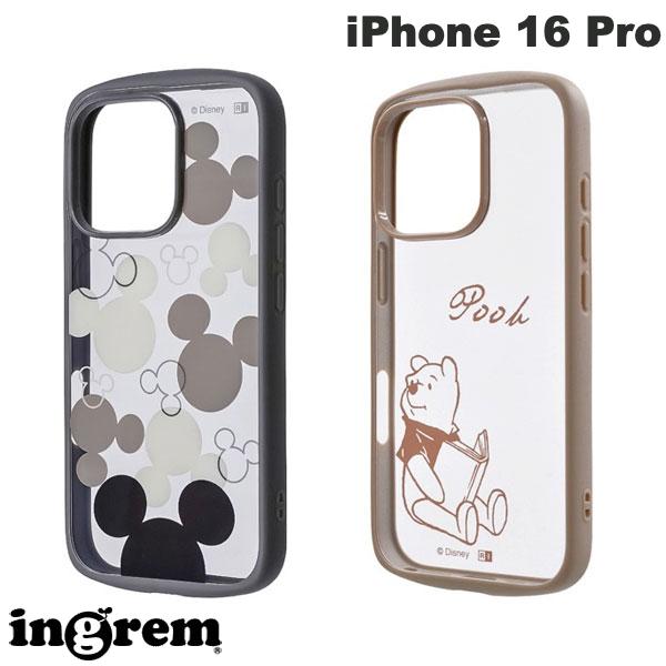 [2024] ingrem iPhone 16 Pro Disney Puffull Shock Absorption Bumper Hybrid Case (Smartphone Case/Cover) Mickey Mouse, Winnie the Pooh Character Cute Shockproof Transparent