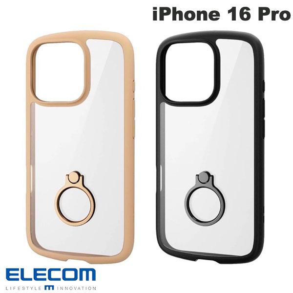 ELECOM ELECOM iPhone 16 Pro 하이브리드 케이스 TOUGH SLIM LITE 프레임 컬러 후면 클리어 링 부착 스트랩 시트 부속 (스마트 폰 케이스 커버)