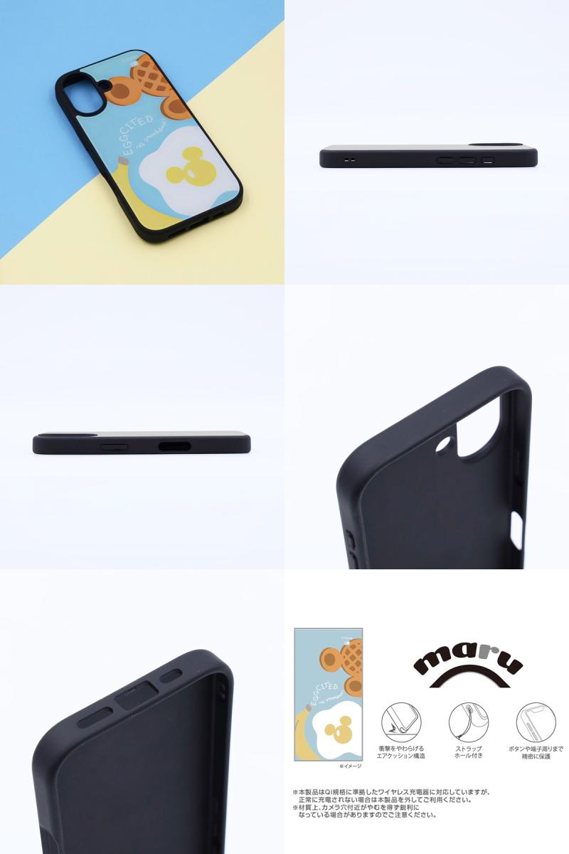 ingrem iPhone 16 ディズニー maru 衝撃吸収 バンパー ハイブリッドケース ミッキー_food # IC-DP46K4TB/MK48 イングレム (スマホケース・カバー) キャラクター かわいい
