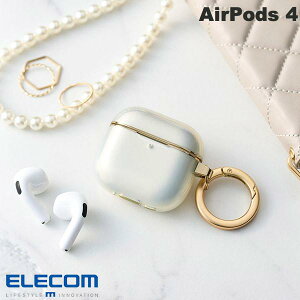 ELECOM エレコム AirPods 4 ソフトケース &me MagSafe対応 カラビナ付 クリア x ゴールドライン # AVA-AP06UCMCR エレコム (Apple AirPods ケース)
