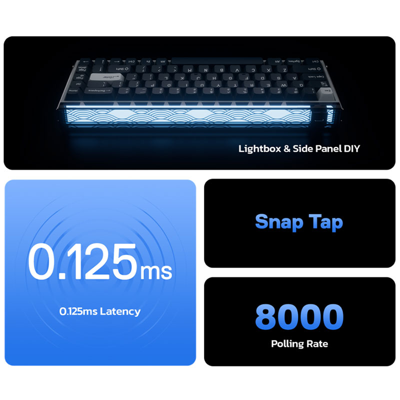 Apple専門店 キットカットのMelGeek MADE84 Pro 75% 英語配列 有線 8000Hz ラピッドトリガー対応 テンキーレス 84キー ゲーミングキーボード メルギーク 磁気 TTC KOM Switch(万磁王軸)HE マグネット ホットスワップ スナップタップ 8Kポーリング カスタム可能 ts0620｜アングル3