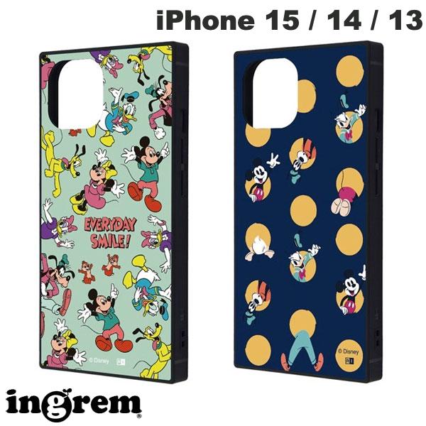 Ingrem iPhone 15 / 14 / 13 Disney KAKU Shock Absorption Bumper Square Hybrid Case (Smartphone Case/Cover) Cute Character Design