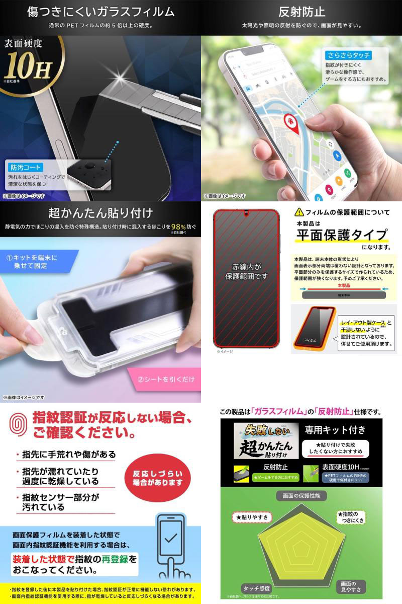 Ray Out Galaxy S25 Like standard 失敗しない 超かんたん貼り付け キット付き ガラスフィルム 10H 反射防止 指紋認証対応 レイアウト (アンドロイドスマホ用液晶保護フィルム)