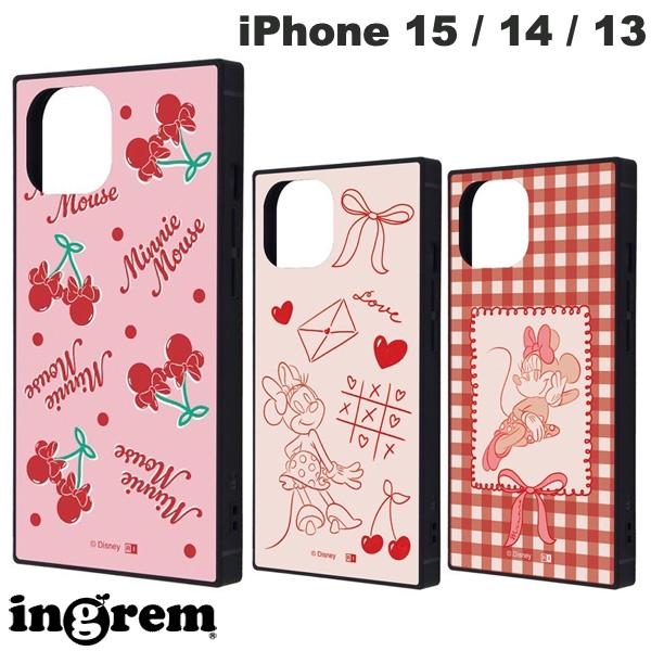 Rakuten - ingrem iPhone 15 / 14 / 13 ディズニー KAKU 衝撃吸収 バンパー スクエア ハイブリッドケース イングレム (スマホケース・カバー) ミニー キャラクター かわいい
