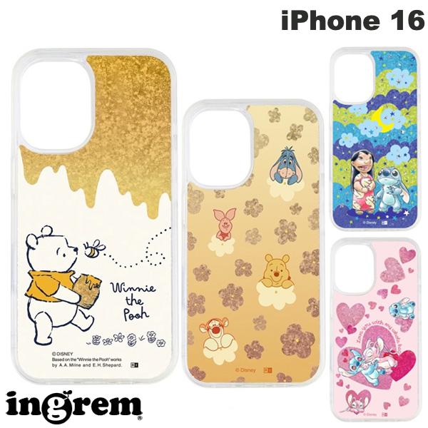 乐天商城 - ［2024］ ingrem iPhone 16 ディズニー 衝撃吸収 バンパー 動く キラキラ ラメ グリッターケース イングレム (スマホケース・カバー) プーさん リロ スティッチ エンジェル
