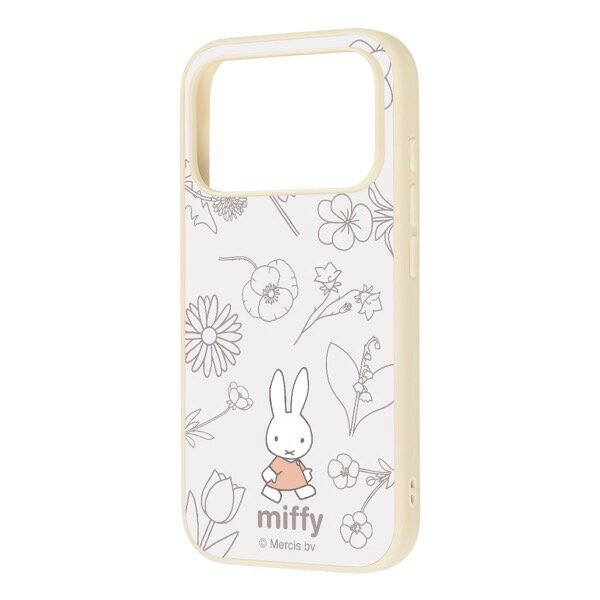 [2025] ingrem iPhone 17 Pro Miffy maru Shock Absorption Bumper Hybrid Case Flower White # IQ-BP53K4TW/MF49 Ingrem (Smartphone Case/Cover)
