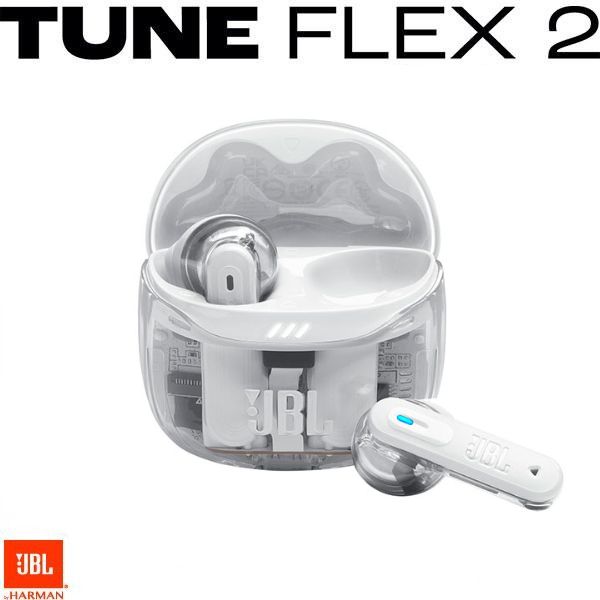 【正規販売店】 JBL Tune Flex 2 ハイブリッドノイズキャンセリング 完全ワイヤレスイヤホン Bluetooth 5.3 ホワイト # JBLTFLEX2GWHT ジェービーエル (左右分離型ワイヤレスイヤホン) チューンフレックス 透明 スケルトン ながら聴き オープン型 密閉型 両対応