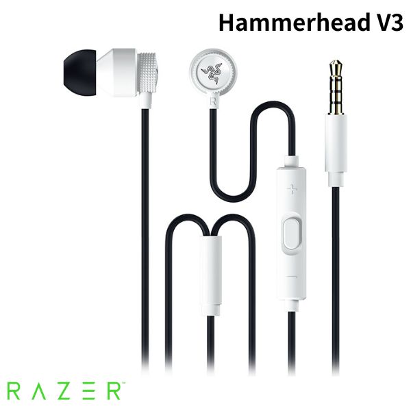【国内正規品】 Razer Hammerhead V3 インラインマイク コントロール付き ユニバーサル有線イヤフォン White Edition RZ12-05590200-R3AC レーザー (イヤホンマイク付) ハンマーヘッド