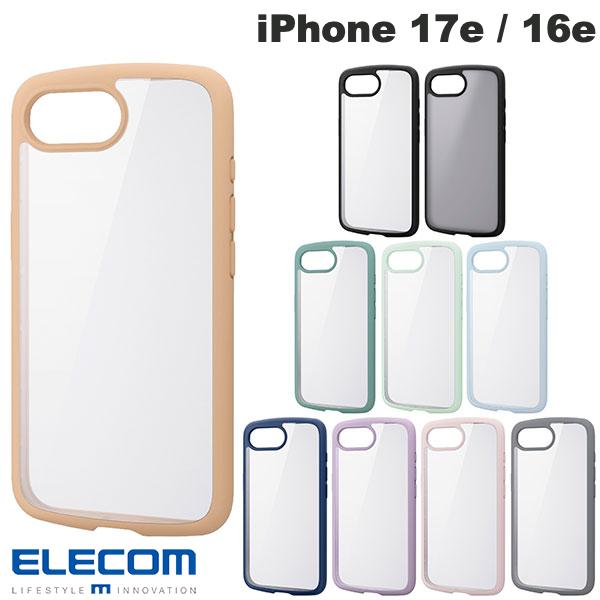 ［2026］ELECOM エレコム iPhone 17e / 16e ハイブリッドケース TOUGH SLIM LITE フレームカラー 背面クリア ストラップシート付属 (スマホケース カバー)