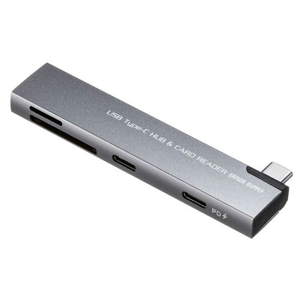 Rakuten - SANWA USB 5Gbps 2ポート スリムハブ PD100W USB-Cx2 カードリーダー付き # USB-5TCPC31GM サンワサプライ (ドック・ハブ)