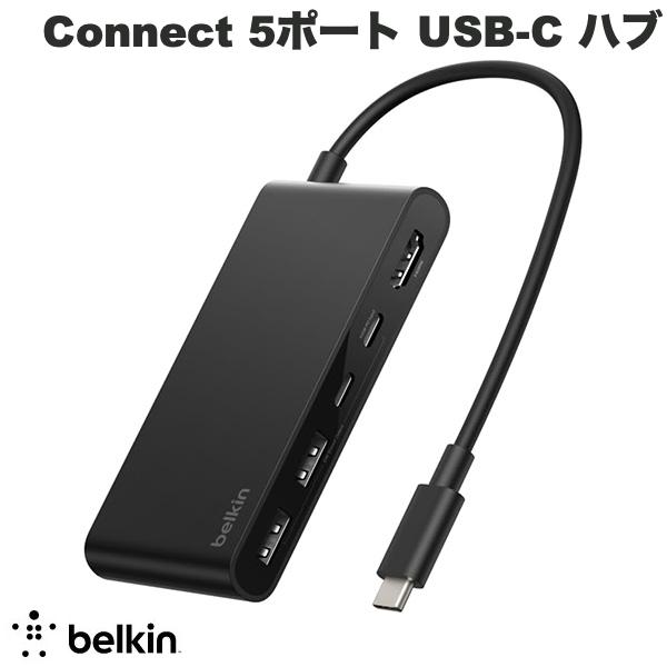 乐天商城 - BELKIN Connect USB-C 5-in-1 スリムハブ PD対応 最大100W 4K HDMI / USB A x2 / USB Type-C x2 # AVC022FQBK ベルキン (USB-Cハブ)