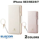  ELECOM エレコム iPhone SE 第3世代 / SE 第2世代 / 8 / 7 レザーケース 手帳型 Enchante'e 磁石付き リング付き ホワイト (スマホケース・カバー)