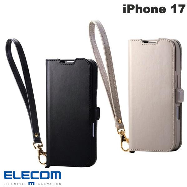 Rakuten - ［2025］ELECOM エレコム iPhone 17 ソフトレザーケース 磁石付 耐衝撃 ハンドストラップ付 (スマホケース・カバー)