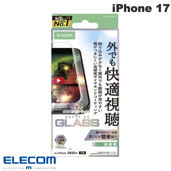 ��2025��ELECOM ���쥳�� iPhone 17 ���饹�ե���� ư��Ǥ� ��Ʃ�� ��������ɥ����� # PM-A25AFLGARD ���쥳�� (���ޥ�...