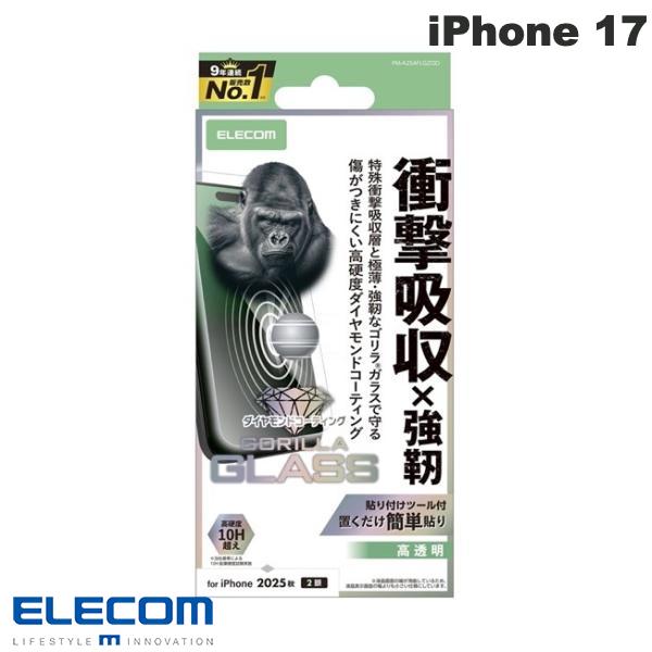 ��2025��ELECOM ���쥳�� iPhone 17 ���饹�ե���� SHOCKPROOF ����� ��������ɥ����� # PM-A25AFLGZOD ���쥳...
