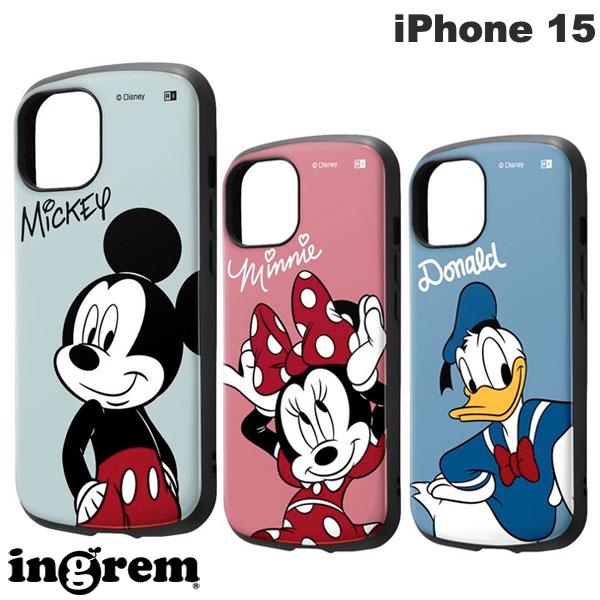 Ingrem iPhone 15 Disney Shockproof Case MiA (Smartphone Case/Cover) Mickey Mouse, Minnie Mouse, Donald Duck Character Cute