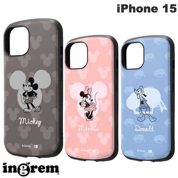 Ingrem iPhone 15 Disney Shockproof Case MiA (Smartphone Case/Cover) Mickey Mouse, Minnie Mouse, Donald Duck Character Cute