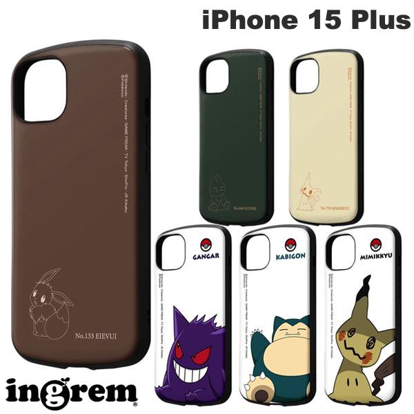 포켓몬 ingrem iPhone 15 Plus 포켓몬스터 내충격 케이스 MiA 잉글렘 (스마트폰 케이스·커버) Pokemon 이브이 곤베 미미큐 겐거 카비곤 캐릭터 귀여운