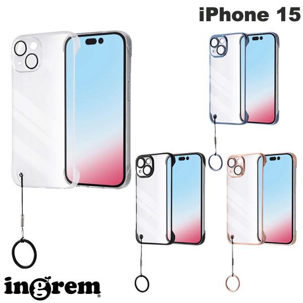 ingrem iPhone 15 초경량 하드 케이스 울트라 라이트 링 스트랩 첨부 잉글렘 (스마트폰 케이스·커버) 투명