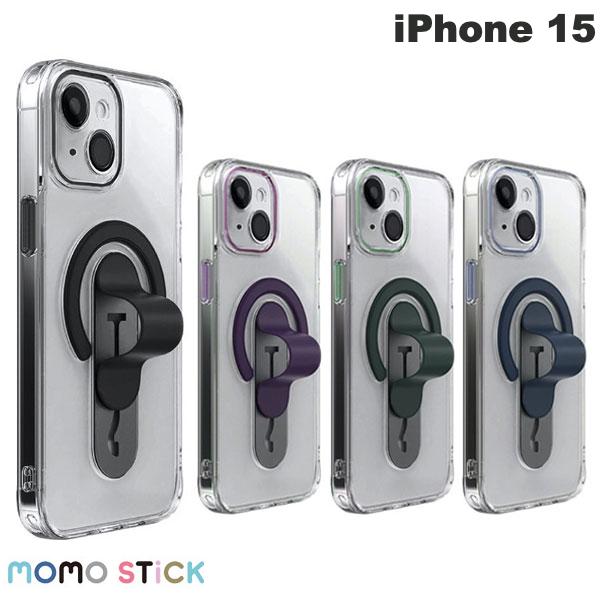 [ネコポス送料無料] MOMO STICK iPhone 15 Mag Grip レンズガード一体型クリアケース MagSafe対応 モモスティック スマホケース・カバー 透明