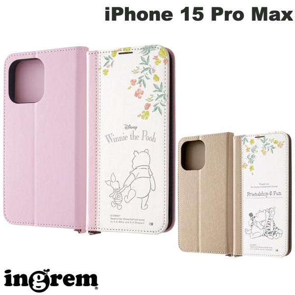 ingrem iPhone 15 Pro Max 디즈니 수첩형 레더 케이스 Noble 잉글렘 (스마트폰 케이스·커버) 푸 피그렛 티거 캐릭터 귀여운