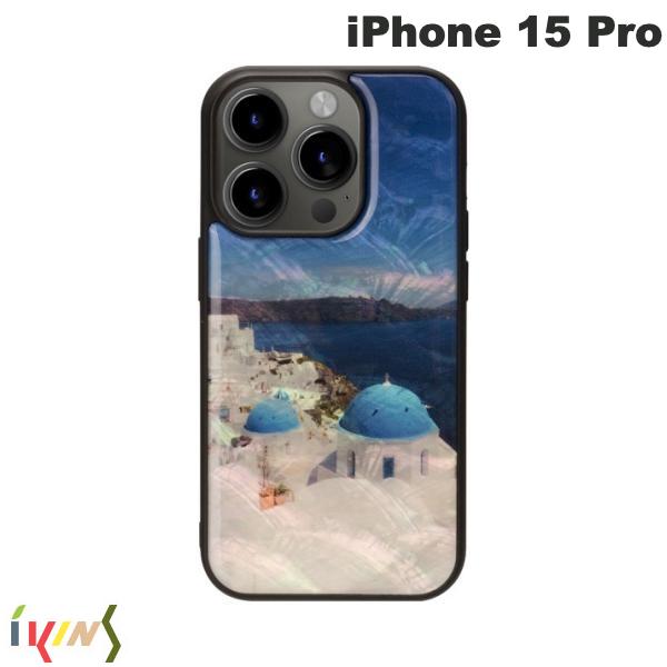 [ネコポス送料無料] Ikins iPhone 15 Pro 天然貝ケース サントリーニ島 # I25484i15PR アイキンス (スマホケース・カバー) 名画 絵画 ワイヤレス充電対応 ストラップホール付き パール 美しい