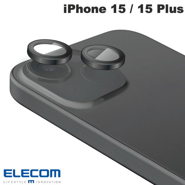 [ͥݥ̵] ELECOM 쥳 iPhone 15 / 15 Plus 󥺥饹ե ֥å # PM-A23AFLLGBK 쥳 (󥺥ץƥ)