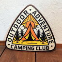【スーパーSALE対象商品】アンティークエンボスプレート ADVENTURE CAMPING CLUB ブリキ アンティーク 看板 店舗 カフェ サインプレート...